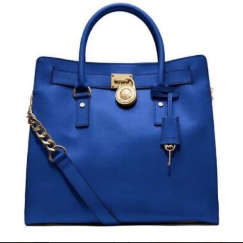 Large Michael Kors Hamilton Electric Blue Saffiano Leather Tote